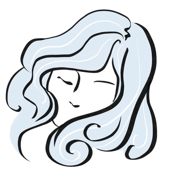 Illustration of woman with flowing hair